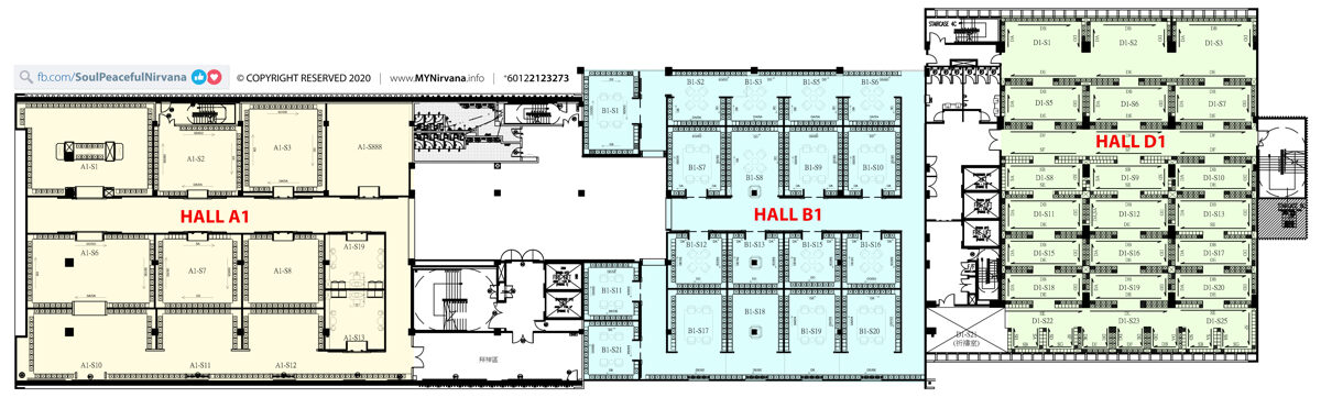 一楼平面图｜Nirvana Central Kuala Lumpur (Nirvana 2), Level 1 NCKL, Floor Layout Plan (Hall A1, Hall B1 & Hall D1)  